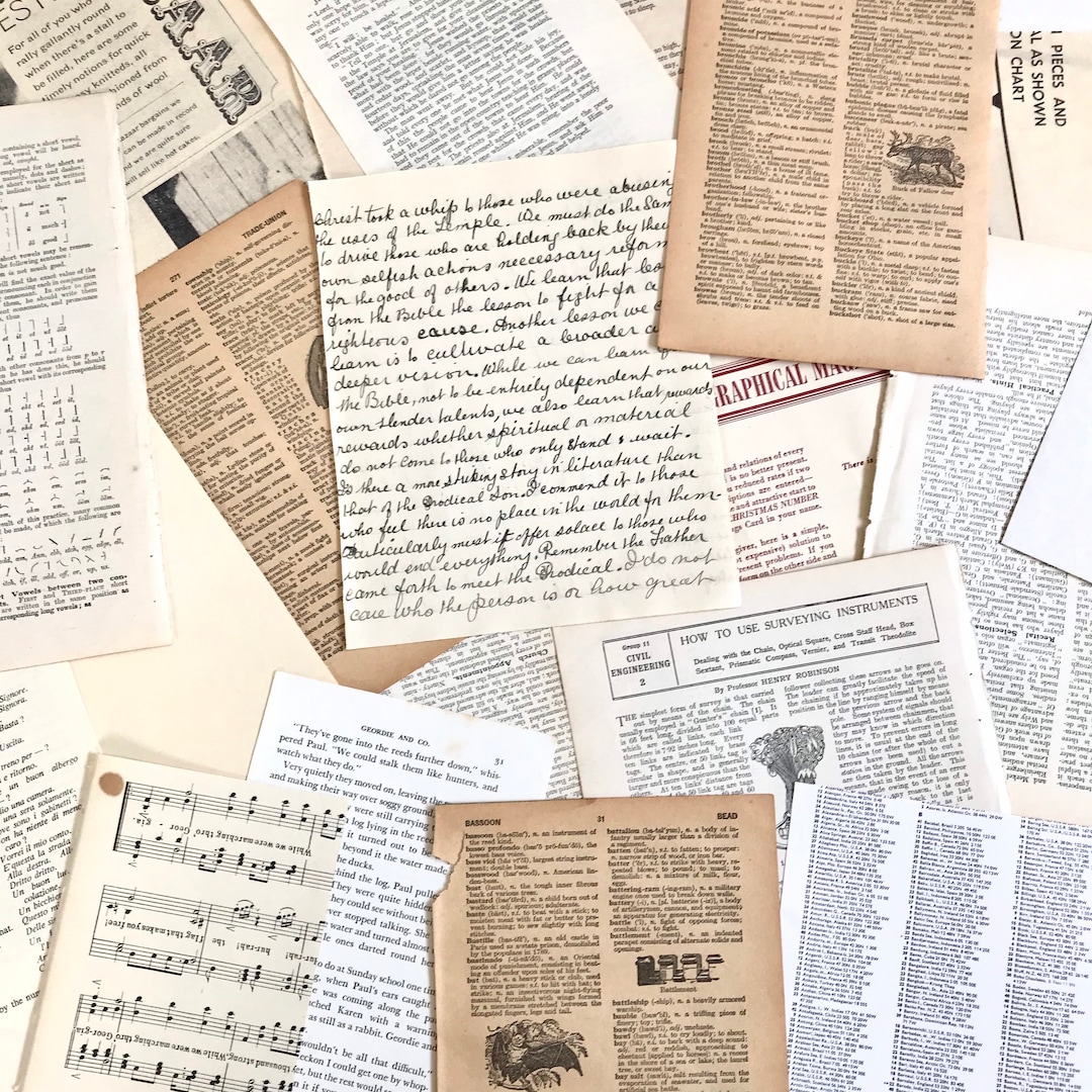 Antique and Vintage Book Pages | 50 Items | Paper Ephemera | Scrapbook ...