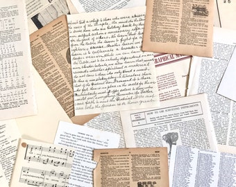 Antique and Vintage Book Pages | 50 items | Paper Ephemera | Scrapbook supplies | Junk Journal | Craft Pack | Inspiration Kit | Paper pack