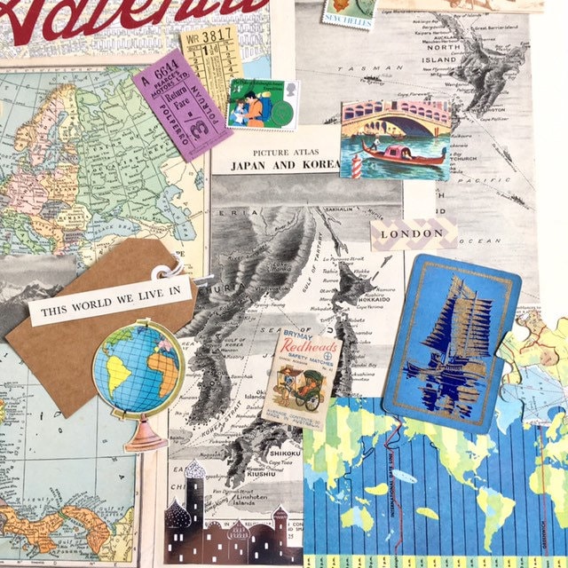 Travel Journal Scrapbooking Kit Travel Ephemera Vintage Paper Pack Maps  Inspiration Kit Travel Collage Craft Pack 