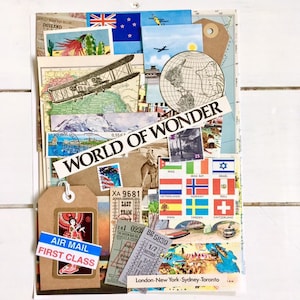 Scrapbookpakket reisdagboek | Efemere reizen | Vintage papieren verpakking | Inspiratiekit kaarten | Reiscollage | Knutselpakket