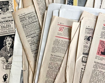 Sidor med vintagetidningar | Scrapbook-tillbehör | Vintagepapperspaket | Inspirationskit | Skräpjournal | Present till hantverkare