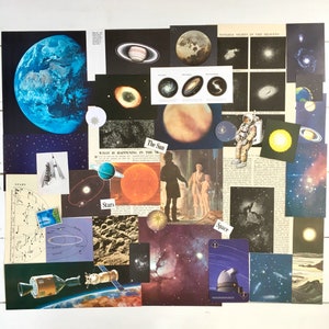 Paquete de papel espacial / Efímeras vintage / Astronomía / Estrellas / Luna / Collage espacial / Scrapbooking / Diario de naturaleza / Diario basura / Ciencia