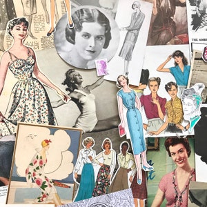Effimere a tema moda e bellezza / Confezione di carta vintage / Kit di ispirazione per scrapbooking / Kit di diario spazzatura / Pubblicità vintage