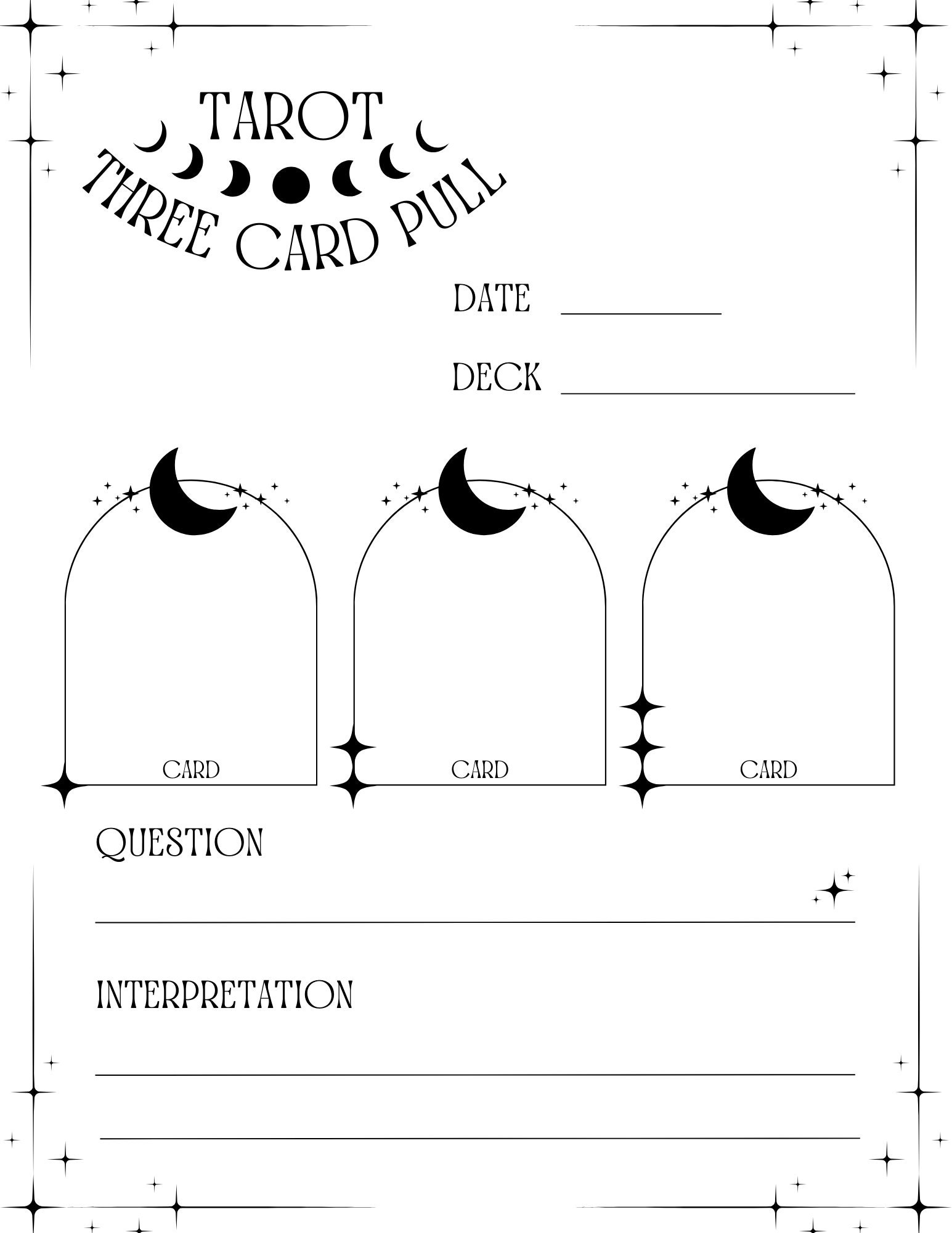 Tarot Journal Template Digital Download Printable 8.5x11 - Etsy