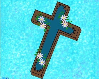Cross with flowers SVG