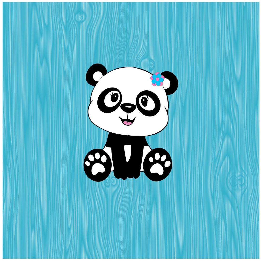 Cute Panda With Flower SVG - Etsy