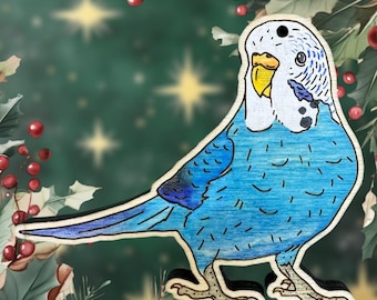 Blue Budgie (budgerigar) Parrot Ornament - Parakeet - Parrot Christmas Ornament - Parrot Decor  - Pet Remembrance - Memorial - Pet Portrait