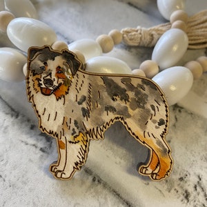 Blue Merle Australian Shepherd Ornament - Dog Ornament -  Aussie Decor - Aussie Magnet - Pet Portrait