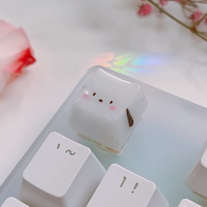 Cute White Puppy Artisan Keycap | Kawaii Keycap | Cute Keycap
