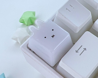 Stoic Bunny Keycap: Handmade Translucent Resin Mechanical Keyboard