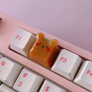 JuniKey Caramel Bear Artisan Keycap | Kawaii Keycap | Cute Keycap