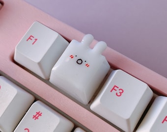 JuniKey Creamer Bunny Artisan Keycap: Kawaii Keyboard Accessory