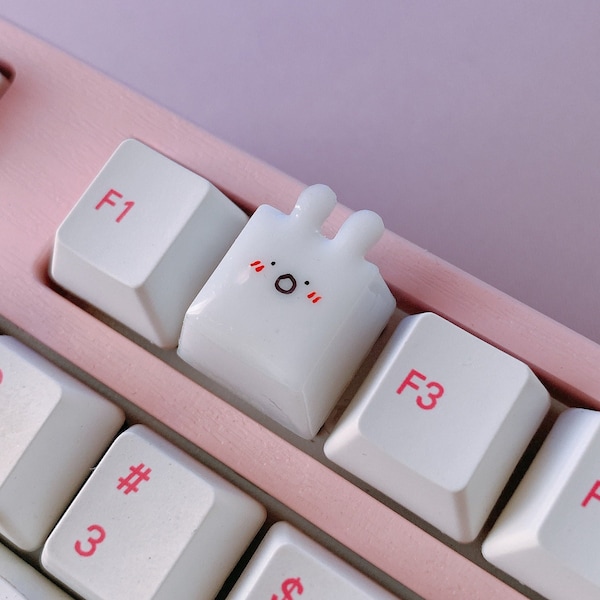 JuniKey Creamer Bunny Artisan Keycap | Kawaii Keycap | Cute Keycap