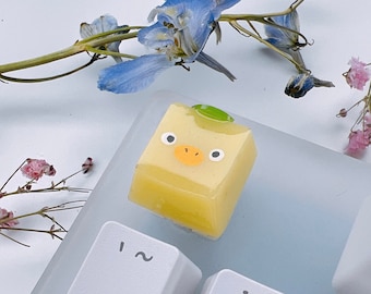 Artisan-toetsenbord eend met lotushoed: Kawaii-toetsenbordaccessoire