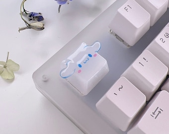 Handmade White Bunny Artisan Keycap: Kawaii Mechanical Keyboard