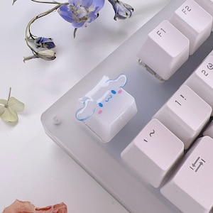 Cute White Bunny Artisan Keycap | Kawaii Keycap | Custom Keycap | Artisan Keycap