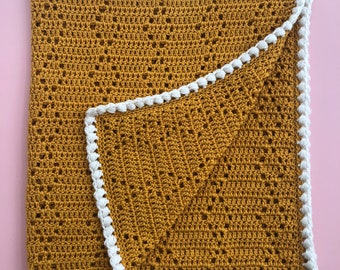 Honeycomb Diamonds Blanket UK Terms, Crochet Pattern, PDF ,Filet Crochet, Diamond Hexagon Blanket with Puff Stitch Border, Hellomoon Crochet