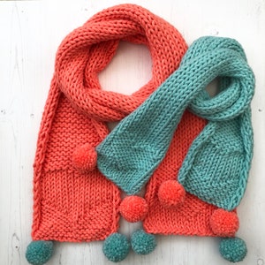 Candy Heart Scarf PDF knitting pattern beginners super chunky knitted scarf adult and child sizes digital pattern by hello moon crochet image 3