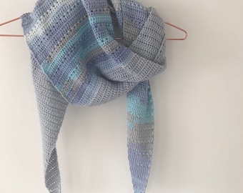 Madison Shawl Crochet Pattern Designed by Hayley Hall Hello Moon Crochet UK Terms using 200g DK Yarn 4mm Hook Triangular Scarf for Spring