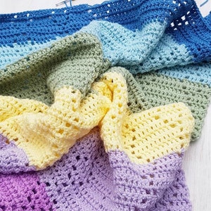 Honeycomb Diamonds Blanket US Terms, Crochet Pattern, PDF ,Filet Crochet, Diamond Hexagon Blanket with Puff Stitch Border, Hellomoon Crochet image 2