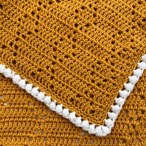 Honeycomb Diamonds Blanket US Terms, Crochet Pattern, PDF ,Filet Crochet, Diamond Hexagon Blanket with Puff Stitch Border, Hellomoon Crochet image 4