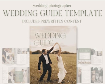 CANVA Modern Wedding Photography Guide Pre-scritto Welcome Book Elopement Magazine Template modificabile Timeline