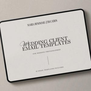 Plantillas de correo electrónico para clientes de fotógrafos de bodas, respuestas a consultas, flujo de trabajo de fotografía, texto preescrito editable, marketing