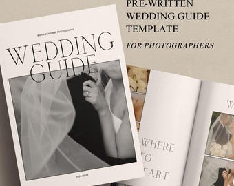 CANVA Digital Download Guida ai prezzi per i clienti della fotografia di matrimonio moderna Libro di benvenuto pre-scritto Modello di rivista di fuga d'amore modificabile