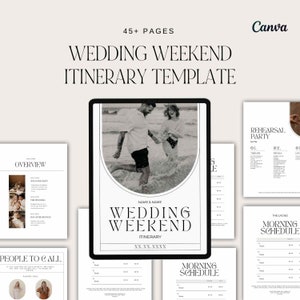 Wedding Itinerary Template Digital Download Wedding Party Guide Canva Printable Editable Template Wedding Planner