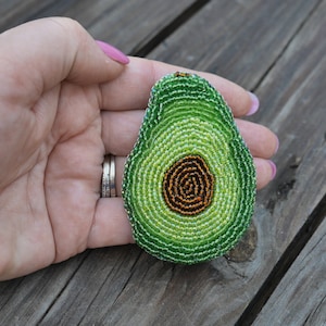 Broche de aguacate Aguacate Art Déco Cuentas de vidrio checas HandMade Mujer joyería estilo Broche regalo para ella