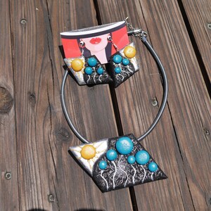 Leather Set Fashion Gift for friends Earrings Pendant Genuine Leather Mothers Day LeatherCraft Woman gift Handmade Unique Black Blue Yellow