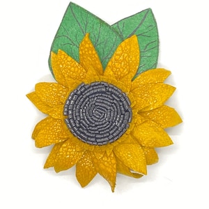 Sunflower  Brooches Leather Pin Handmade Mother&#39;s day Anniversary Gift for her Birthday Flowers Fashion Gift for Woman Unique  Accessories
