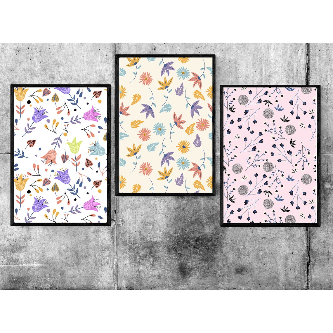 Flowers Art Print Set of 3 Posters Printable Wall Art Etsy UK