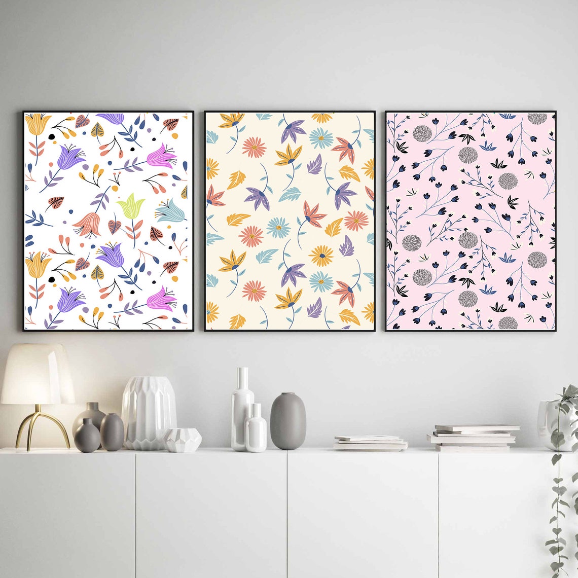 Flowers Art Print Set of 3 Posters Printable Wall Art Etsy UK
