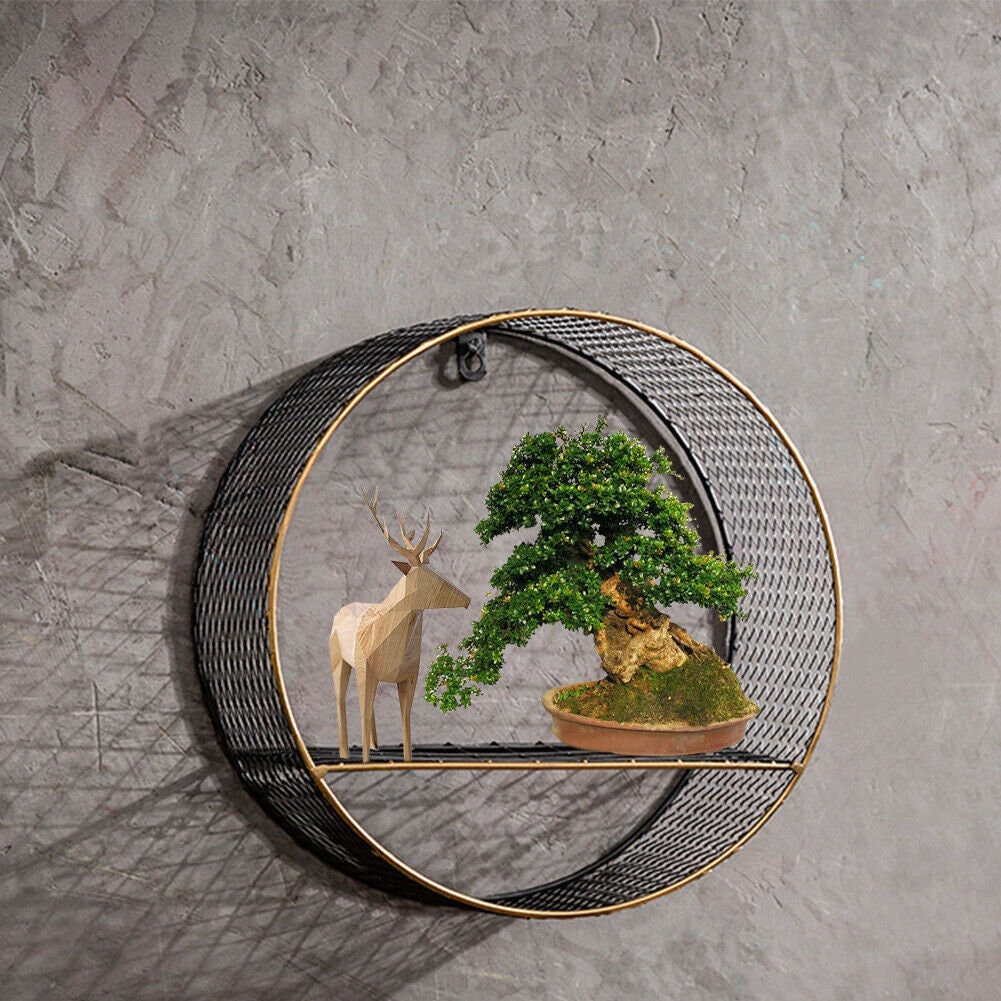 Vintage Hanging Wall Shelf Natural Wood & Metal Industrial Etsy