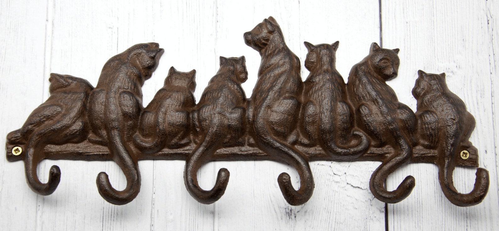Metal cat coat hook Cast Iron Cat Tails 6 Key hook Rack Key Etsy