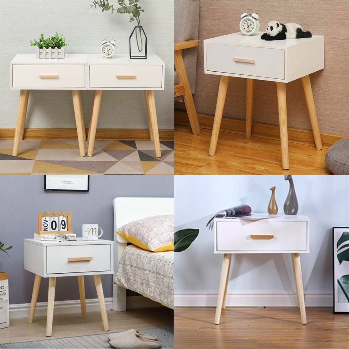 Table de chevet blanche avec un tiroir Table de chevet Unité Etsy