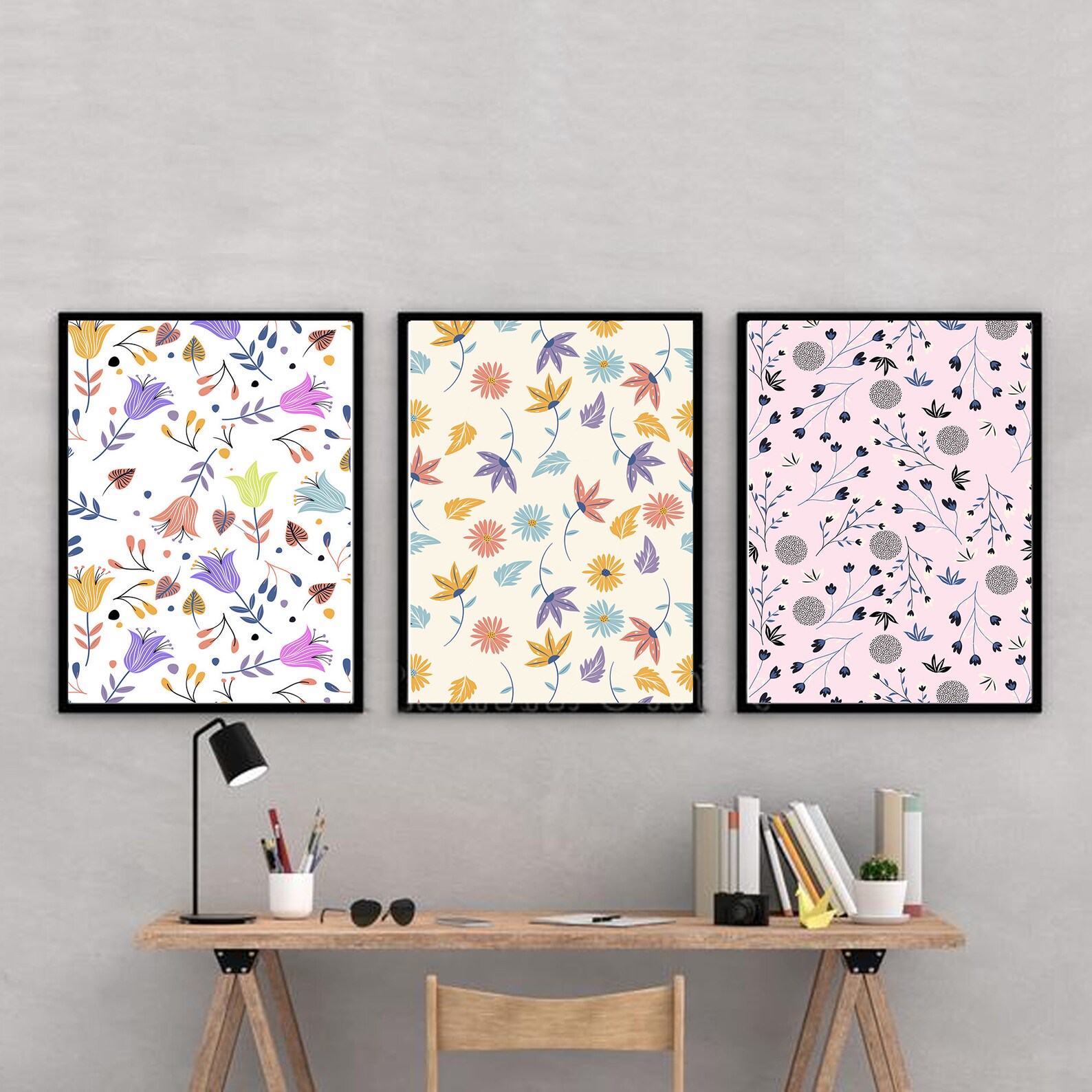 Flowers Art Print Set of 3 Posters Printable Wall Art Etsy UK