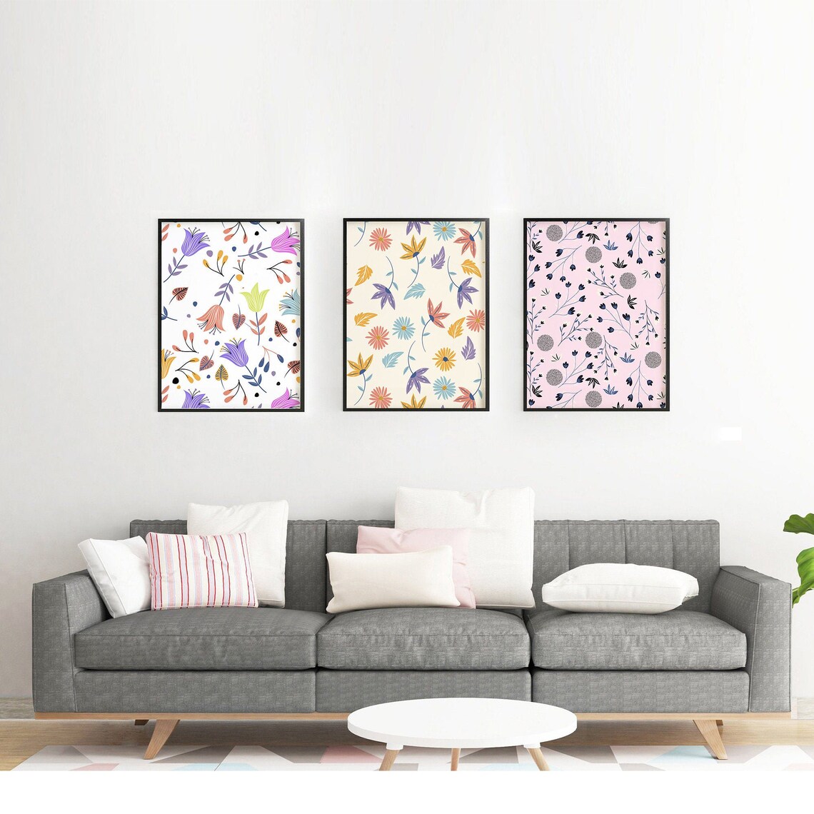 Flowers Art Print Set of 3 Posters Printable Wall Art Etsy UK