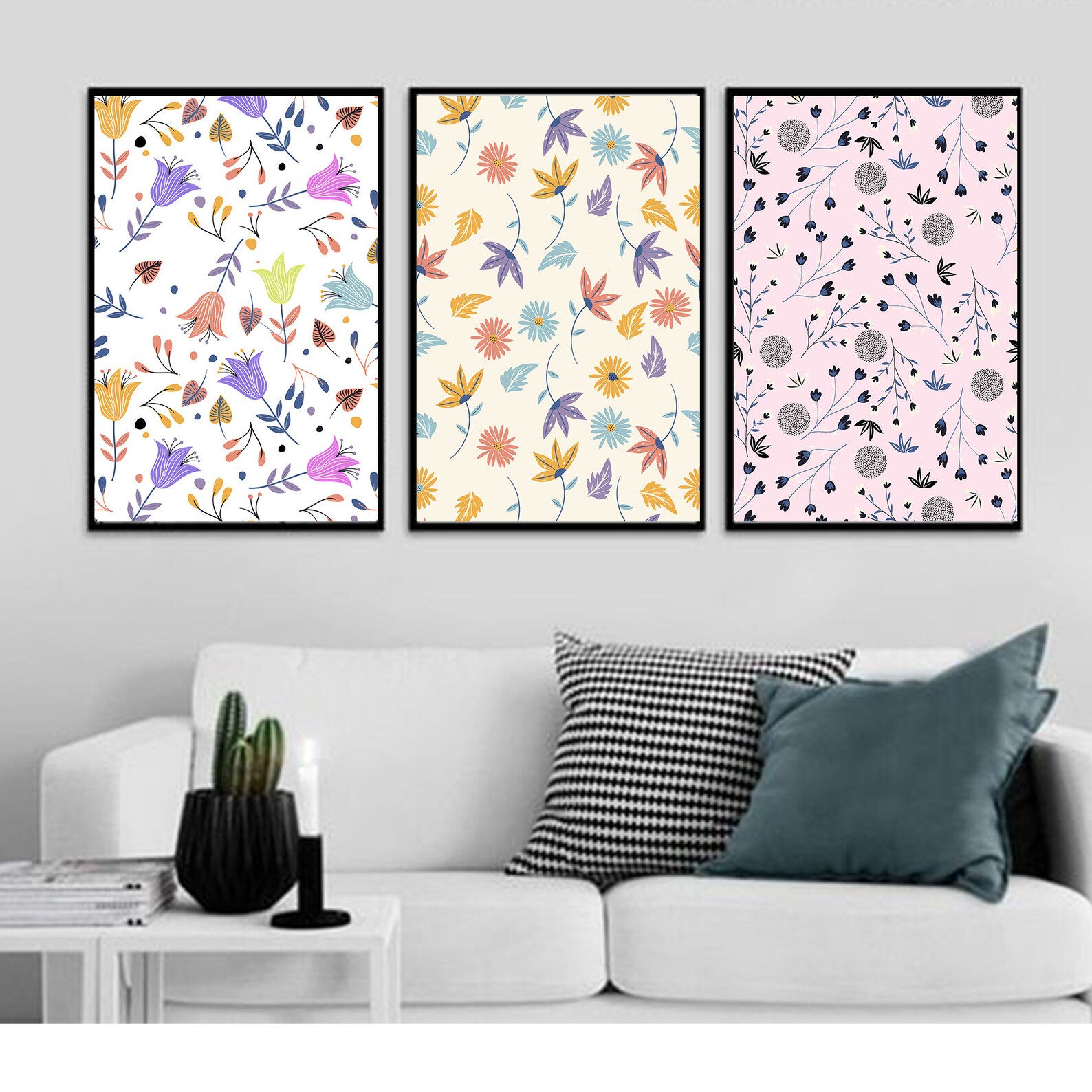 Flowers Art Print Set of 3 Posters Printable Wall Art Etsy UK