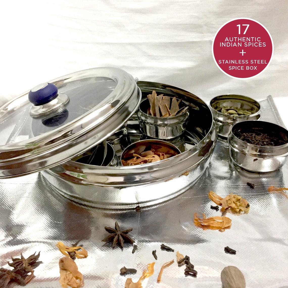 Indian Spice Box with 17 Spices Authentic Organic Spices Etsy