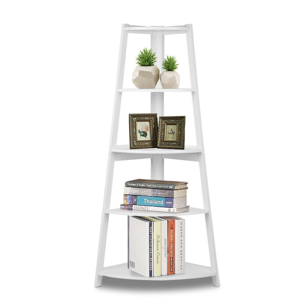 5 Tier White Ladder Corner Shelf Rack Office Organizer Unit Etsy