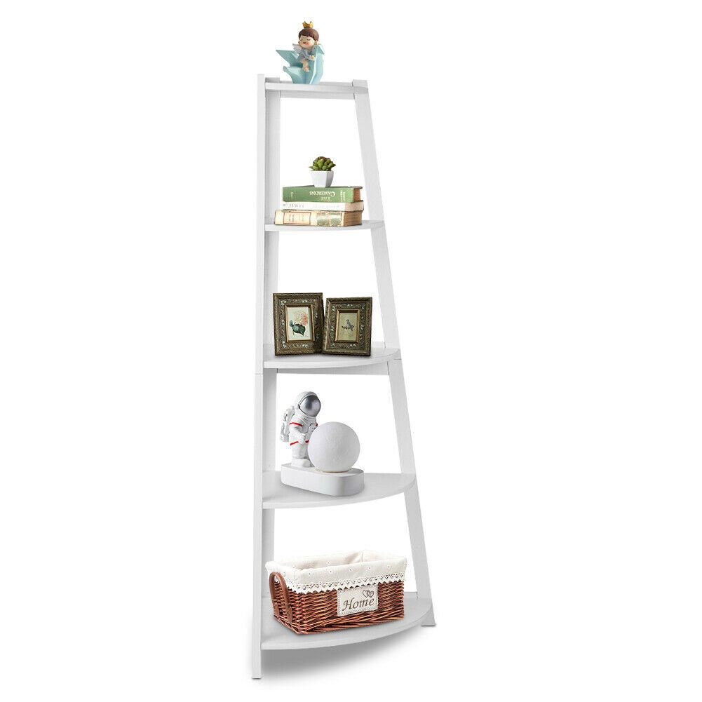 5 Tier White Ladder Corner Shelf Rack Office Organizer Unit Etsy