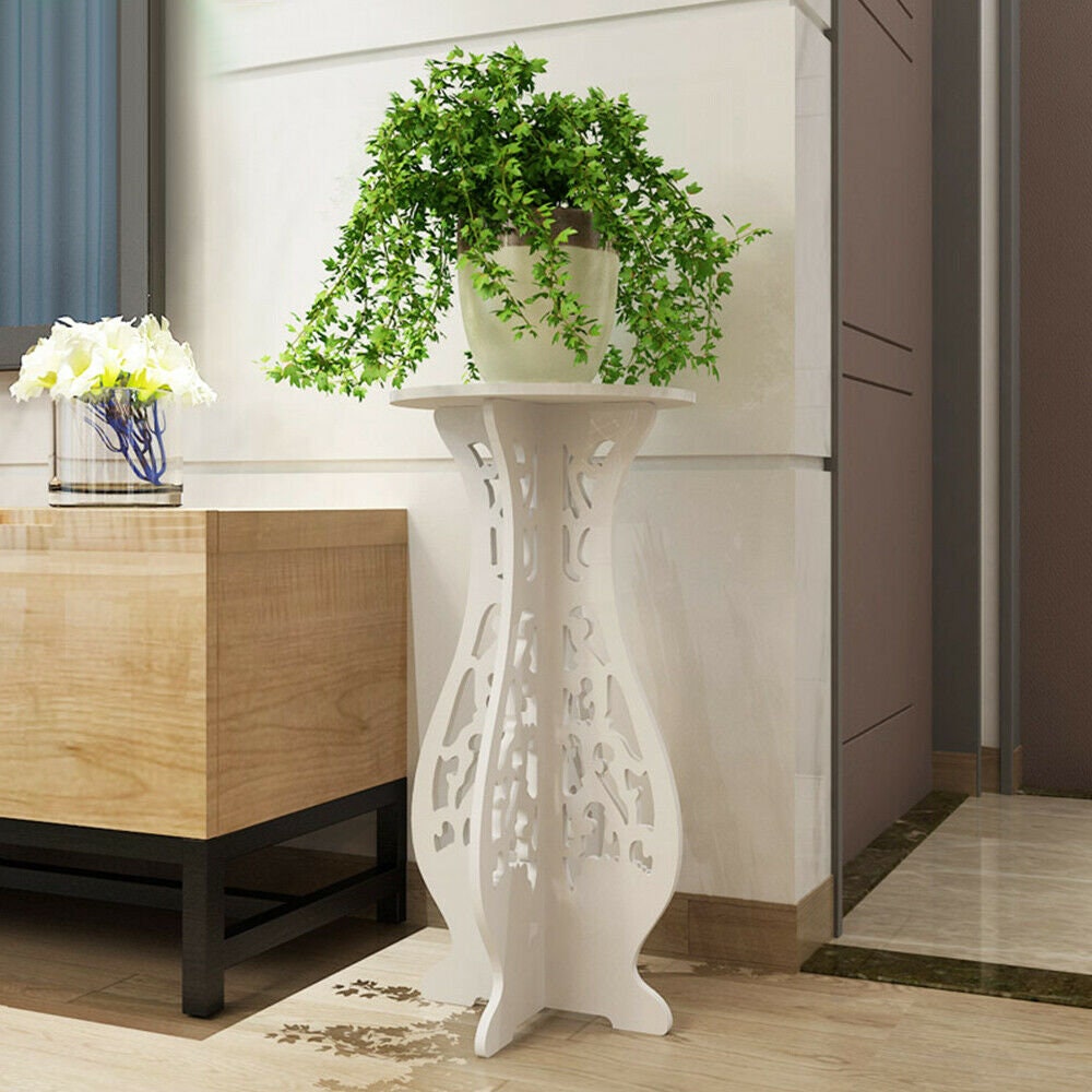 White Colour Round Wooden Sofa End Table Bedside Solid Coffee Etsy