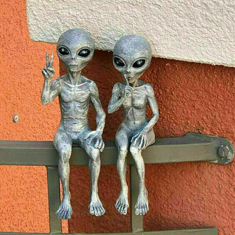 Yard Outer Space Alien Statue Ornament Outdoor Garden Art Etsy