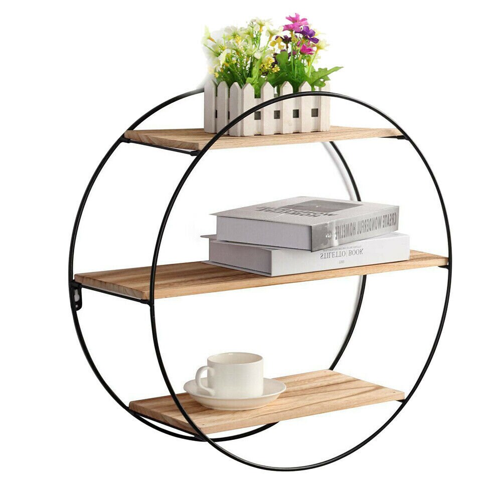 Vintage Hanging Wall Shelf Natural Wood & Metal Industrial Etsy