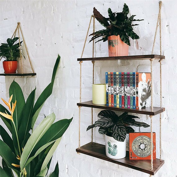 3 Tier Wooden Hanging Shelf With Rope Window Wall Plant Uk - Small Wall Hanging Shelf Unit 3 Tier Wooden Hanging Shelf With Rope Window Wall Plant Uk - Small Wall Hanging Shelf Unit