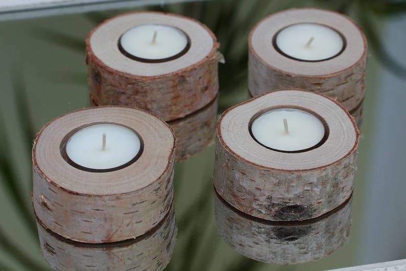Set of 25 Birch Candle Holders Log Candle Holders Tea Light Etsy