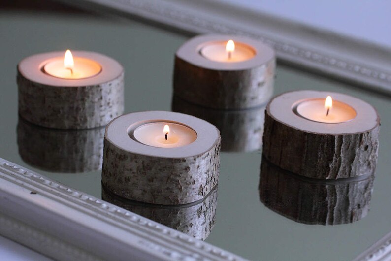 Set of 15 Wood Candle Holders Log Candle Holders Tea Light Etsy