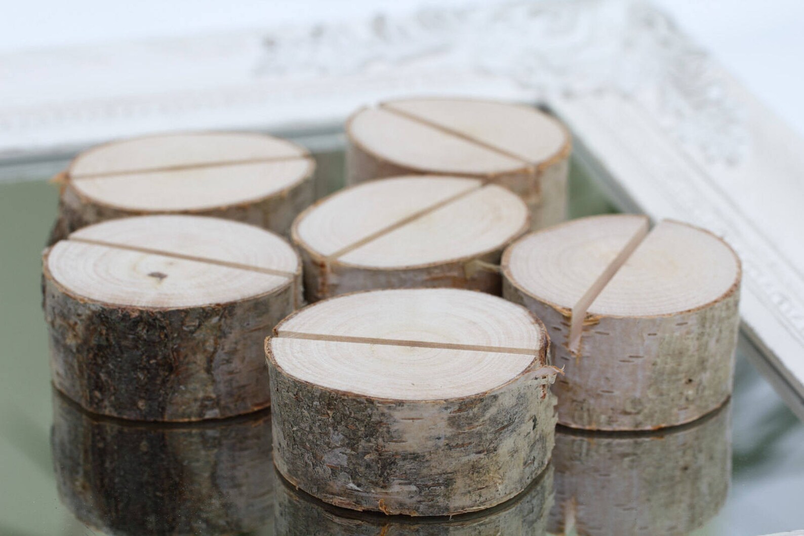 Set of 30 Place Card Holder , Name Tag Holder, Birch Table Number